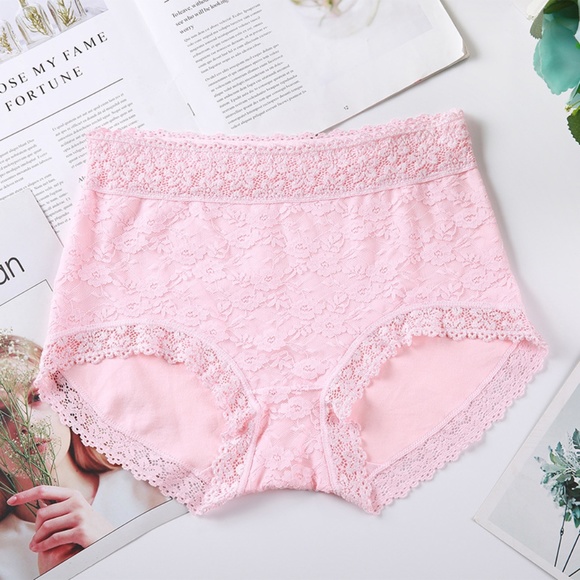 Pink Lace Panties. Vintage style High Waist Pink Panties. - Picture 1 of 4